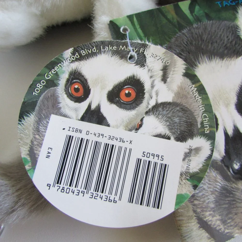 RING TAILED LEMUR w Book HOOK LOOP PAWS no wire SOFT 17